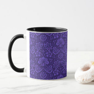 Antiker viktorianischer Indigo-Damaskus-Paisley-Bl Tasse