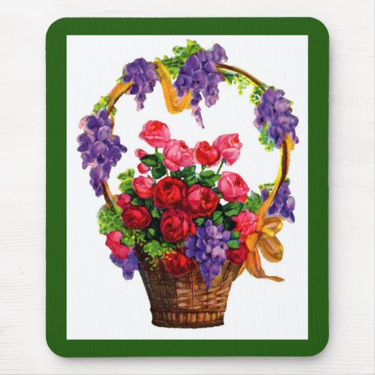 Antiker viktorianischer Korb der Rosen… Mousepad (Vorne)