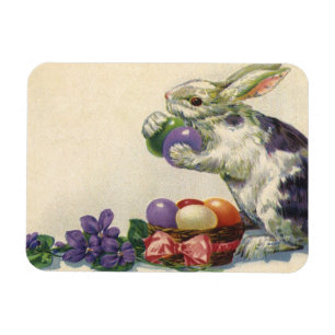 Antiker viktorianischer Osterhase, Eier und Blumen Magnet