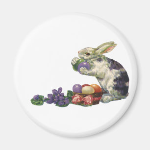 Antiker viktorianischer Osterhase, Eier und Blumen Magnet