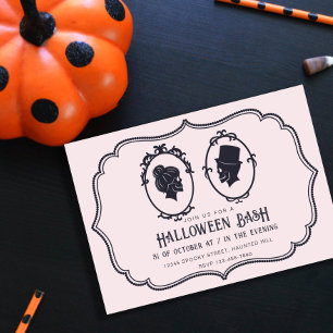 Antiker viktorianischer Rahmen Totenkopf Halloween Einladung
