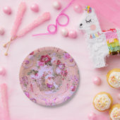 Antiker Viktorianischer Rokoko-Stil Blumenrosa Pappteller (Party)