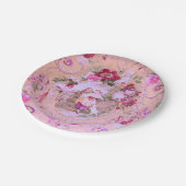 Antiker Viktorianischer Rokoko-Stil Blumenrosa Pappteller (Schrägansicht)