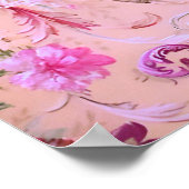 Antiker Viktorianischer Rokoko-Stil Blumenrosa Poster (Ecke)