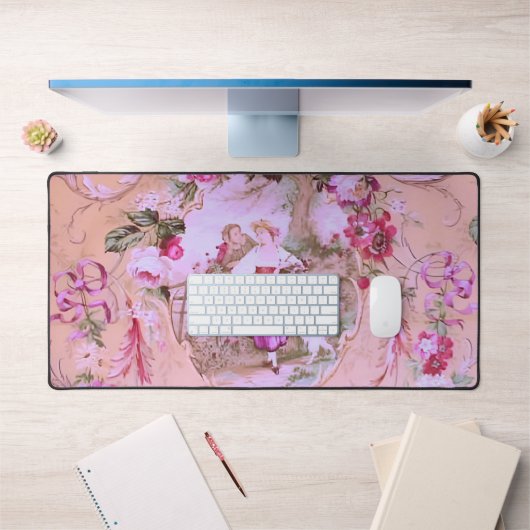 Antiker Viktorianischer Rokoko-Stil Blumenrosa Schreibtischunterlage (Büro 1)