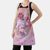 Antiker Viktorianischer Rokoko-Stil Blumenrosa Schürze (InSitu)