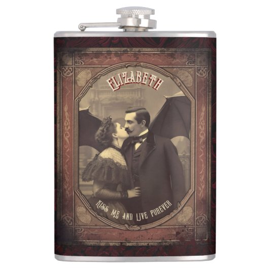 Antiker viktorianischer romantischer Gothic-Vampir Flachmann (Vorderseite)