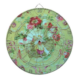 Antiker viktorianischer Toile-Rocaille-Stil Salbei Dartscheibe