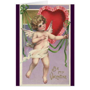 Antiker viktorianischer Valentinstag-Cupid mit Her