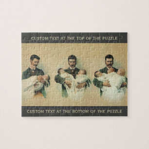 Antiker viktorianischer Vatertag, es sind Drilling Puzzle