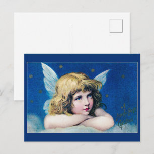 Antiker viktorianischer Weihnachtsengel Sternennac Postkarte