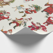 antiker viktorianischer Weihnachtsfeiertag Geschenkpapier (Ecke)