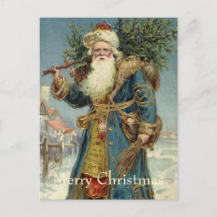 Antiker viktorianischer Weihnachtsmann mit Weihnac Feiertagspostkarte