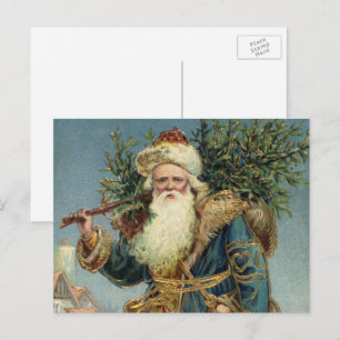 Antiker viktorianischer Weihnachtsmann mit Weihnac Feiertagspostkarte