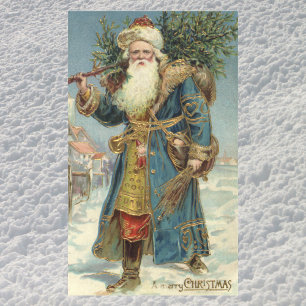 Antiker viktorianischer Weihnachtsmann mit Weihnac Rechteckiger Aufkleber