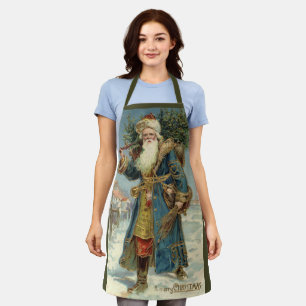 Antiker viktorianischer Weihnachtsmann mit Weihnac Schürze