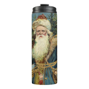 Antiker viktorianischer Weihnachtsmann mit Weihnac Thermosbecher