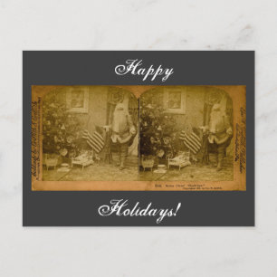 Antiker viktorianischer Weihnachtsmann Stereoview Feiertagspostkarte