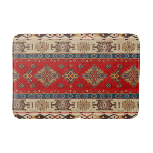 Antiker Vintage Rot Blau Kilim Türkisch Badematte