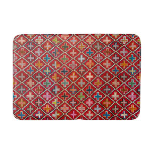 Antiker, vintagefarbener, orientalischer Dhurrie-T Badematte
