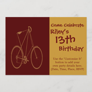 Antiker Vintager Fahrradfahrer Red Tan Bike Cyclis Einladung