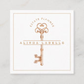 Antiker Vintager Kupferskelettschlüssel Quadratische Visitenkarte (Vorderseite)