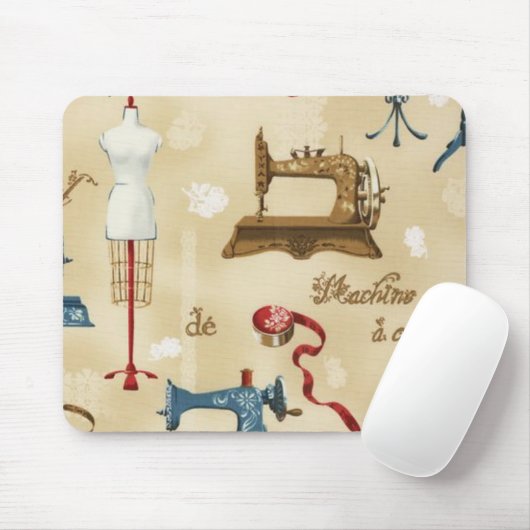 Antiker Vintager Näherin-Entwurf Mousepad (Mit Mouse)