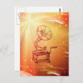 Antiker Vintager Tonträger. Retro Old Gramophon Postkarte (Vorne/Hinten)