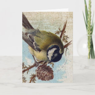 Antiker Vogel und Kiefernzapfen Karte