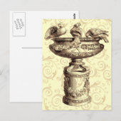Antiker Vogelbad Postkarte (Vorne/Hinten)