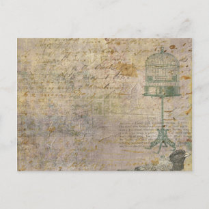 Antiker Vogelkäfig mit Schriftzug Postkarte