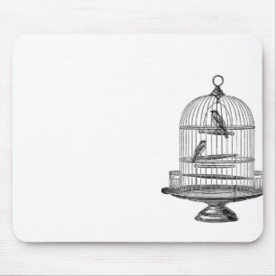 Antiker Vogelkäfig mit Vögeln...Mauspad Mousepad