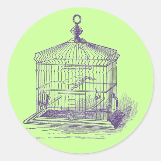 Antiker Vogelkäfig Runder Aufkleber (Vorderseite)