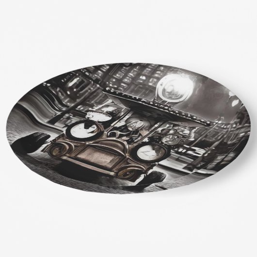 Antiker Wagen Pappteller (Schrägansicht)