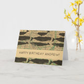 Antiker Wal Nautic: Vintages Meeresleben Karte (Gelbe Blume)