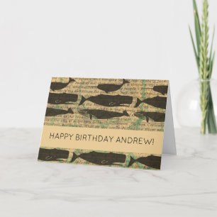 Antiker Wal Nautic: Vintages Meeresleben Karte