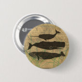 Antiker Wal, nautisches Meerleben Button (Vorne & Hinten)