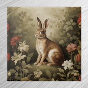 Antiker Waldkaninchen in einem blumigen Wald Fliese