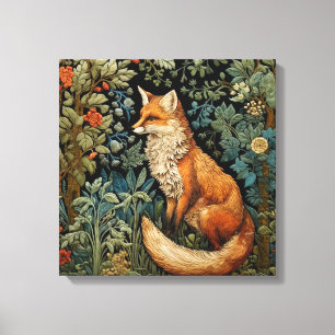 Antiker Waldsfuchs, inspiriert von William Morris  Leinwanddruck