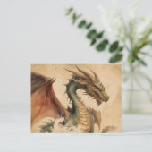 Antiker Wasserfarben-Drache Postkarte (Stehend Vorderseite)