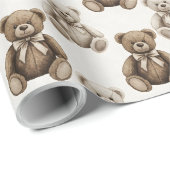 Antiker Wasserfarben-Teddybär Geschenkpapier (Rolleneckpunkt)