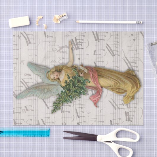 Antiker Weihnachtsgel Viktorianisch Christlich Big Seidenpapier (Handwerk)