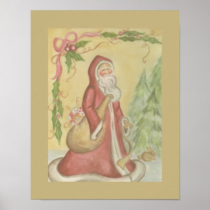 Antiker Weihnachtsmann gerahmter Wandkunst Poster