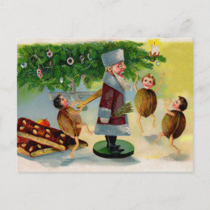 Antiker Weihnachtsmann Nussknacker im viktorianisc Postkarte