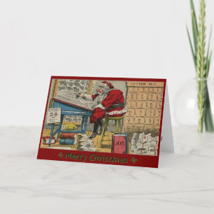 Antiker Weihnachtsmann überprüft Liste CUSTOM Feiertagskarte