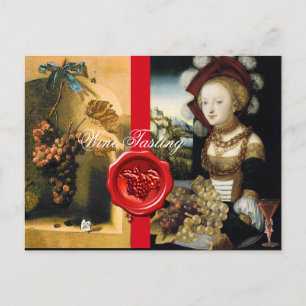 ANTIKER WEINGUTSWEIN UND WEIN, ROTSIEGEL POSTKARTE