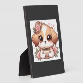Antiker Welpe mit Tee Fotoplatte (Seite)