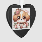 Antiker Welpe mit Tee Ornament (Vorderseite)