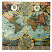 Antiker Weltkarten-Vintager Fliese (Vorderseite)