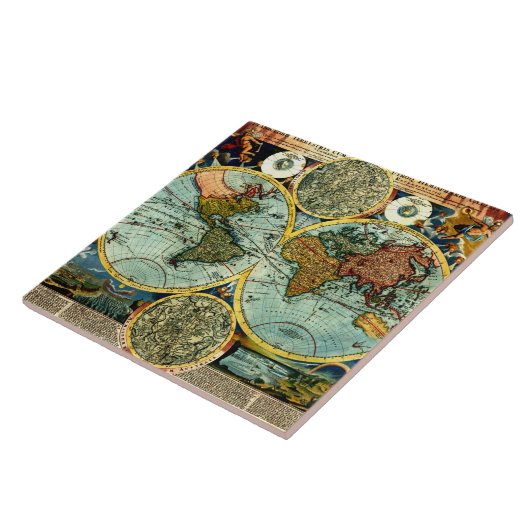 Antiker Weltkarten-Vintager Fliese (Seite)